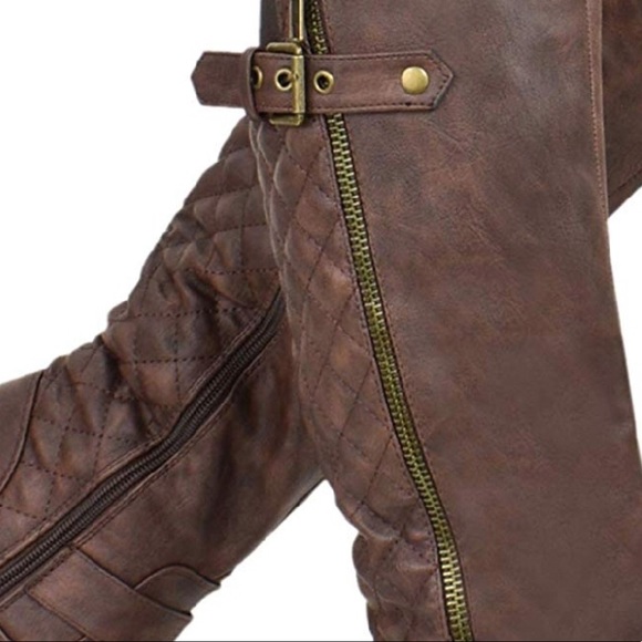 Margo Brown Tufted Knee High Buckle Riding Boot - Picture 6 of 7